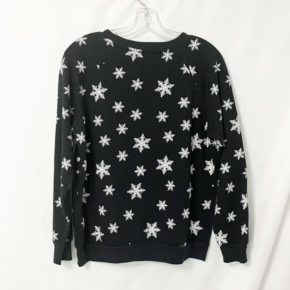 🟢Rudolph Official Merchandise Black & Silver snowflake Christmas Sweater L - Picture 3 of 5